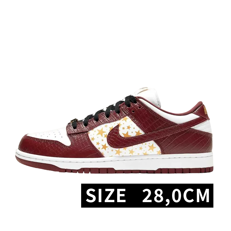 Supreme × Nike SB Dunk Low OG QS Gold Stars "White/Barkroot Brown"