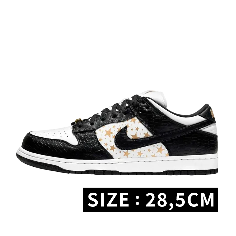 Supreme × Nike SB Dunk Low OG QS Gold Stars "White/Black"