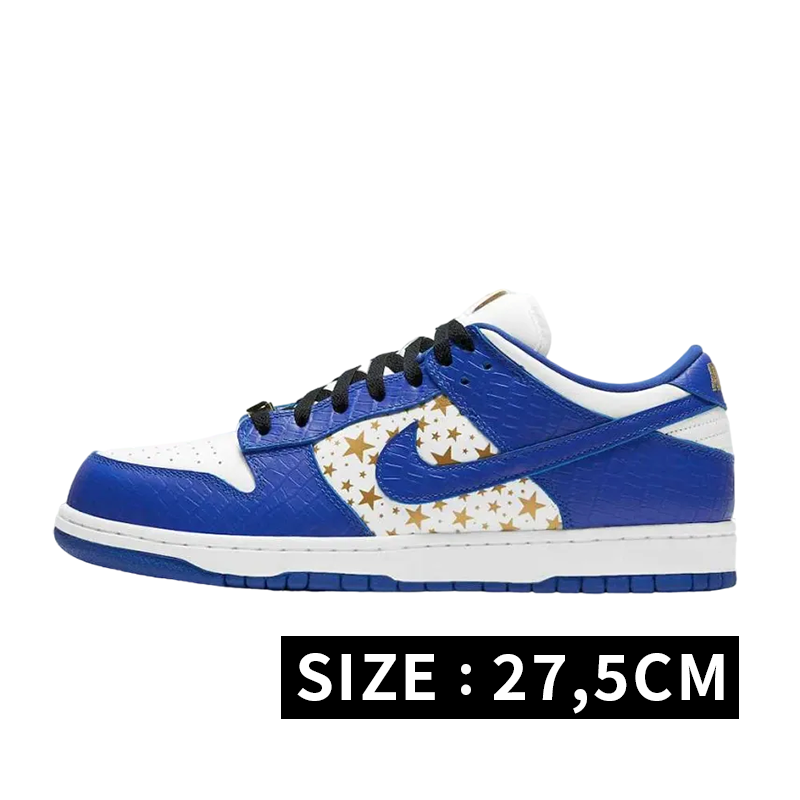 Supreme × Nike SB Dunk Low OG QS Gold Stars "White/Hyper Blue"