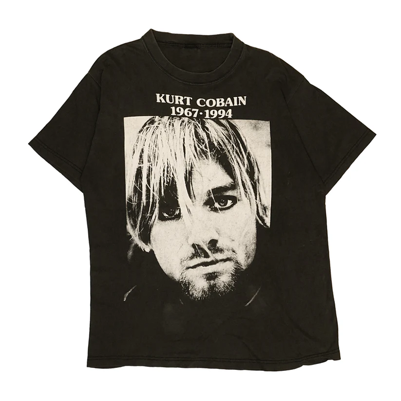 NIRVANA KURT COBAIN MEMORIAL MONOCHROME PORTRAIT BLACK CUTTAG XL相当