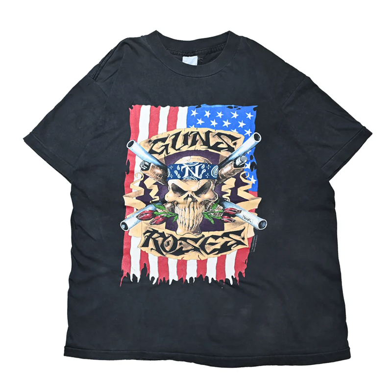 GUNS N' ROSES 91-92 SKULL GUN AMERICAN FLAG BROCKUM XL